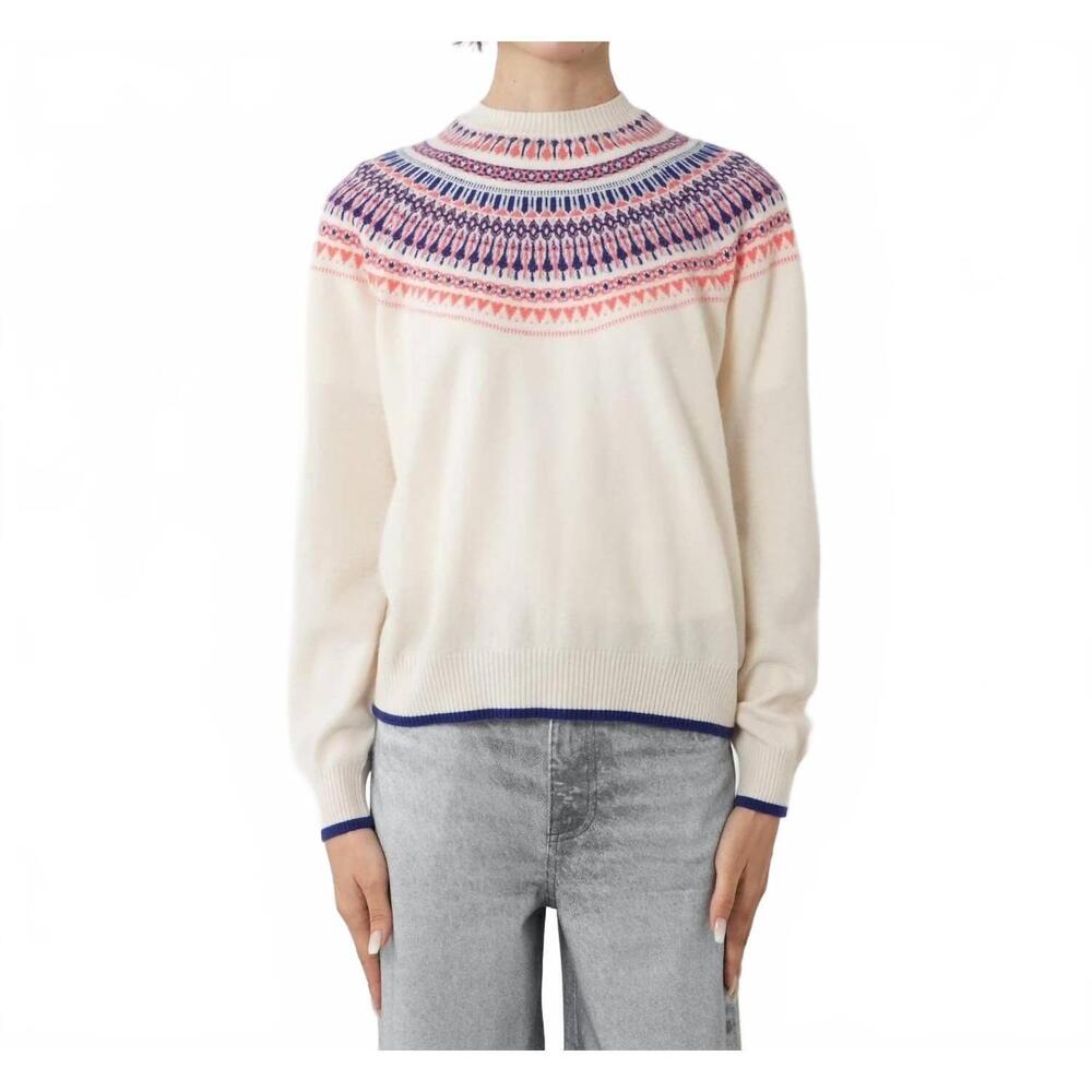 NEW JUMPER1234 fairisle yoke crew sweater in ear of wheat